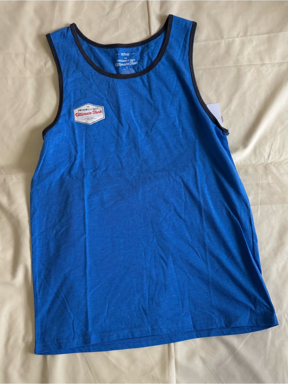 Urban Pipeline Men’s Blue Tank Top with Dark Gray Trim